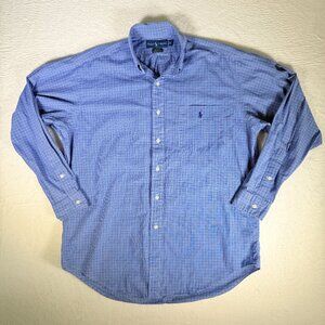 Polo Ralph Lauren Shirt Button Down Blake Size M Blue White Graph Check